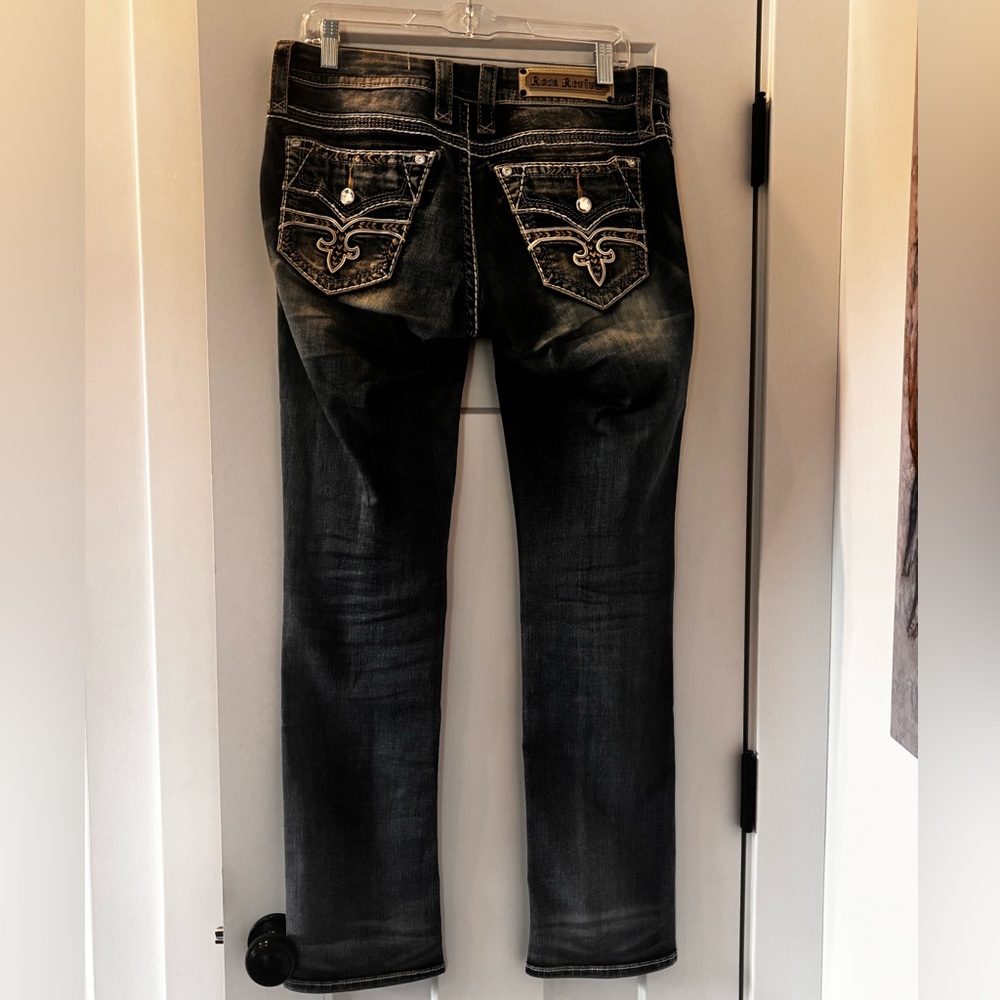 Rock Revival Women’s Linnett Easy Straight size 27 Decorative Pocket Jeans